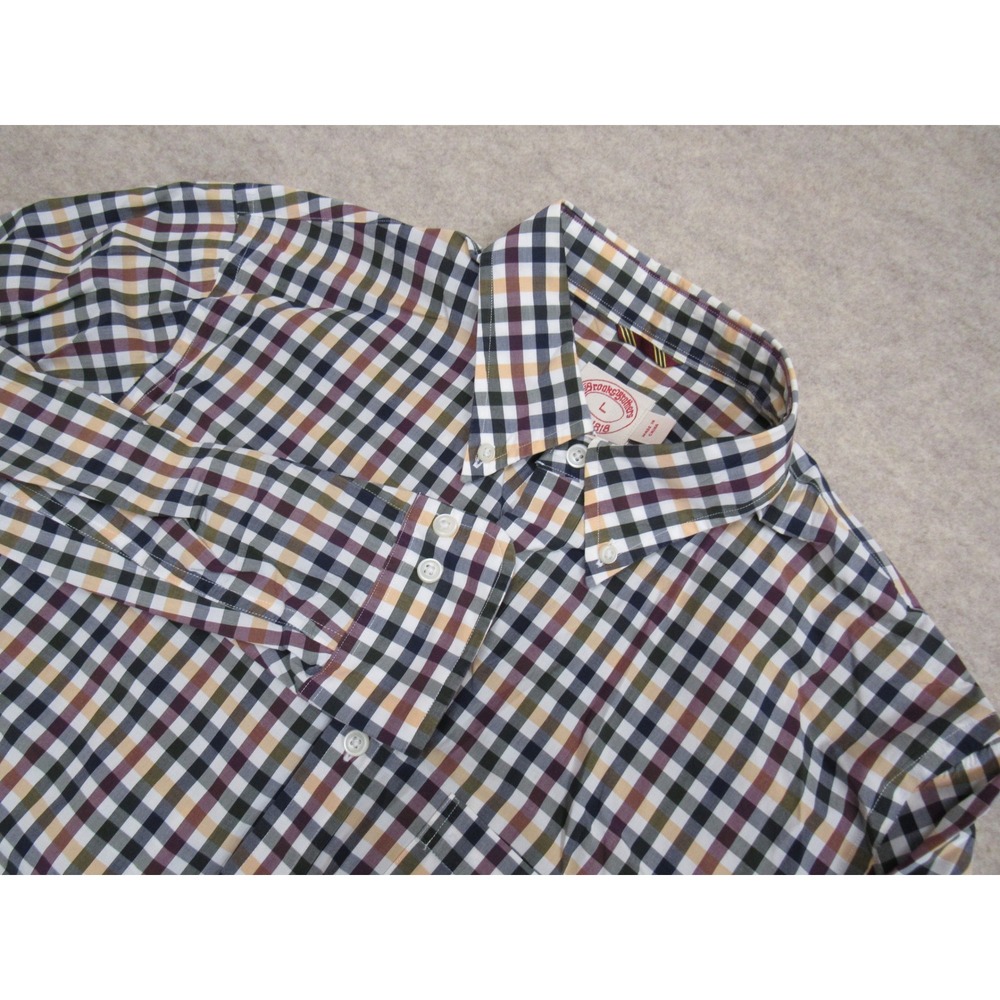 Brooks Brothers Mens Large L Button Down Shirt Multi Color Check Cotton L/S